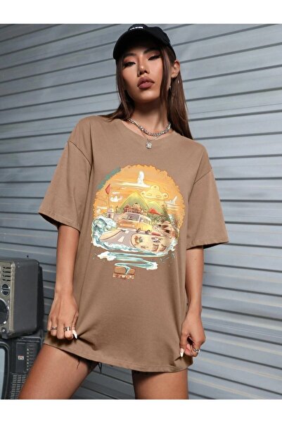 WOODROFFE Pogledaj Štampano Žene / Devojke Oversize kroj Smeđa T-shirt