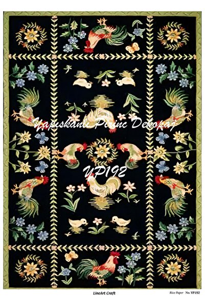 LİNEART Yp192 Country Horoz Desenli Kendinden Yapışkanlı Pirinç Dekopaj 29*42