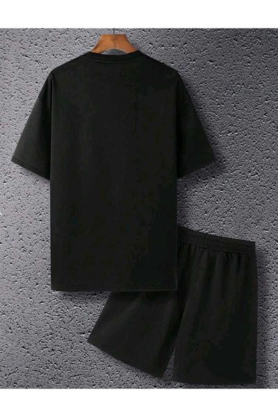 WOODROFFE Men's Paris Printed Street Style Shorts T-shirt Set Oversize Casual
