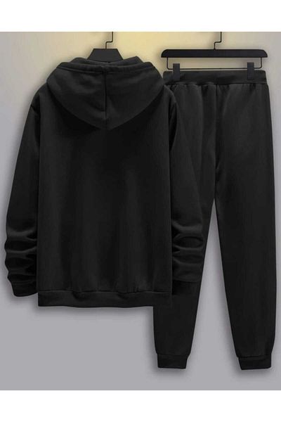 WOODROFFE Paris Printed Μαύρη Ανδρική Φόρμα - Unisex, Oversize Hooded