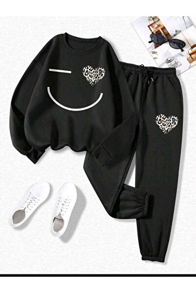 WOODROFFE Set de trening oversize pentru damă - Decolteu crew, Set de partea ...