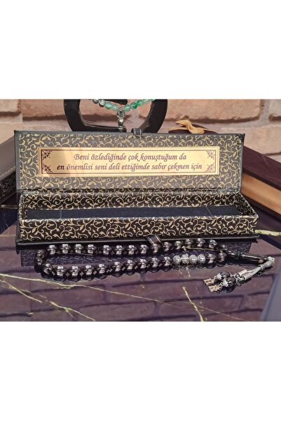 kehribarkolye Sürmeli kehribar tesbih isme özel isimli harfli özel kutusunda