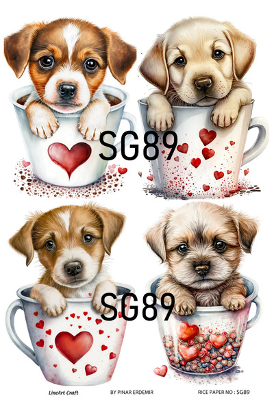 LİNEART سلسلة عيد الحب SG89 - ديكوباج نحاسي في كوب، كلاب 30x42