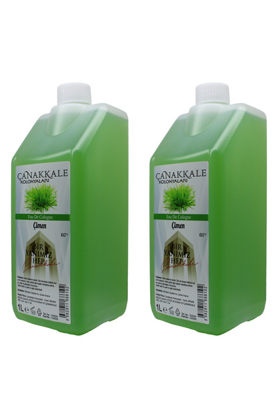 ÇANAKKALE kolonyaları 2 Adet Çimen Kolonyası - Litrelik -(BİDON) Korumalı Kapak - Yeni Model