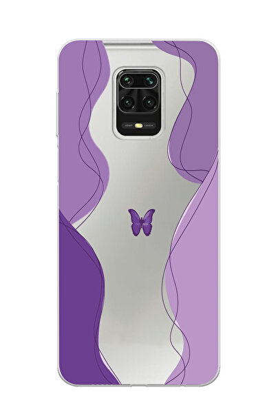 Magic Ring Redmi Note 9 Pro / 9s Uyumlu Kelebek Tasarımlı Şeffaf Telefon Kılıfı