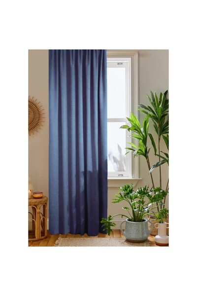 DECO A.indigo Ada Fon Perde Pilesiz Extraforlu Düz Dikim Büzgü Pile