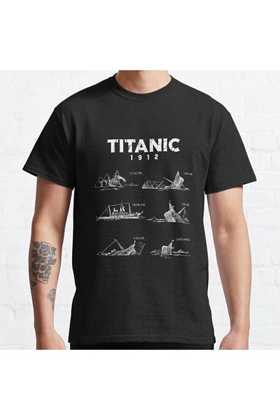 ZOKAWEAR Μπλουζάκι με τυπωμένο σχέδιο Loose Fit Unisex Sinking Titanic Ship 1912 Atlantic Ocean Sea Disaster