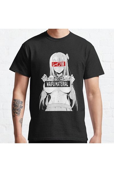 ZOKAWEAR Lewd Ecchi Ahegao Busty Babe T-shirt - Loose Fit Waifu Material, Anime Girl Design