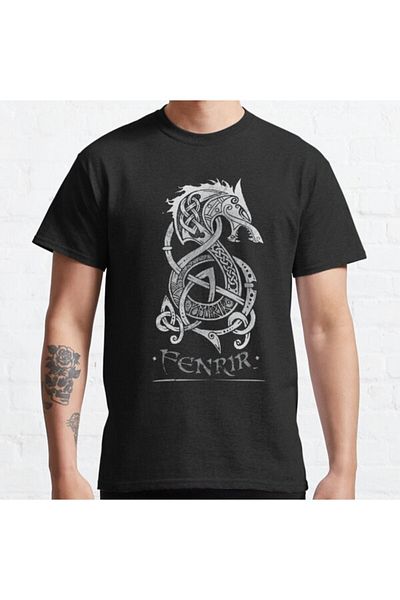 ZOKAWEAR Loose Fit Unisex Fenrir: The Monster Wolf Of Norse Mythology (γκρι) Σχέδιο εμπριμέ μπλουζάκι