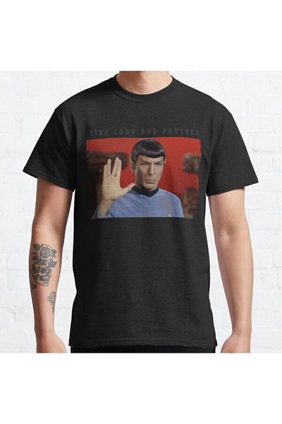 ZOKAWEAR Tricou cu imprimeu unisex Star Trek Next Generation Live Long și Prosper Spock Portret