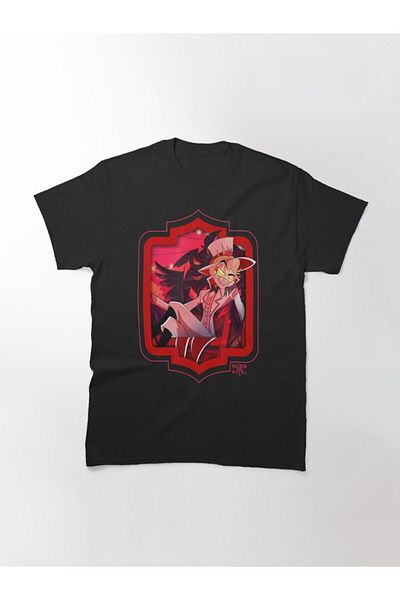 ZOKAWEAR Tricou cu imprimeu negru Lucifer Hazbin Hotel Design Loose Fit