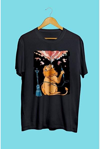 ZOKAWEAR تي شيرت مطبوع عليه تصميم طبيعة أسد الشيشة للجنسين