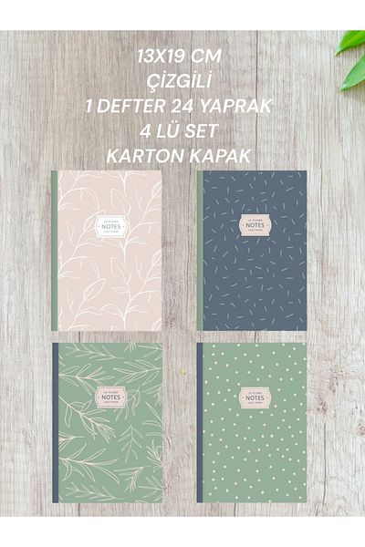SEYFİKİRTASİYE 13X19 CM STRIPED NOTEBOOK SET 1 NOTEBOOK 24 PAGE SET OF 4 CARDON COVER SHARP COLOR