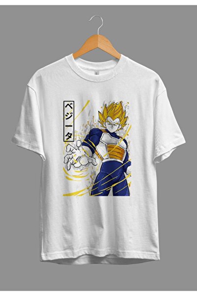 ZOKAWEAR Tricou imprimat cu design a personajului manga, prințul Vegeta, cu f...