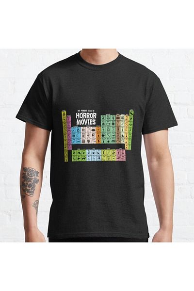 ZOKAWEAR Μπλουζάκι με τυπωμένο σχέδιο Loose Fit Unisex Periodic Table Of Horror Movies