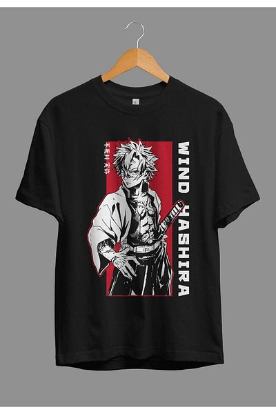 ZOKAWEAR Τυπωμένο μπλουζάκι με χαρακτήρα anime χαρακτήρων Demon Slayer Wind Hashira
