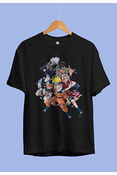 ZOKAWEAR تي شيرت مطبوع بتصميم الرسوم المتحركة ناروتو فضفاض للجنسين