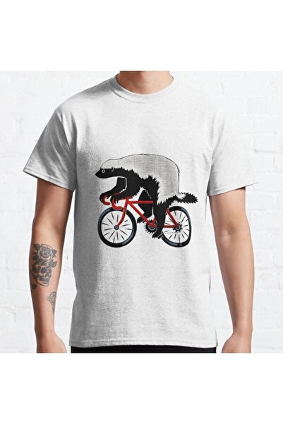 ZOKAWEAR Τυπωμένο μπλουζάκι Loose Fit Unisex Honey Badger On A Bicycle Design