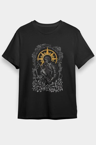 ZOKAWEAR Unisex Bol Kalıp Dark Souls Baskılı Siyah Tişört - Tshirt
