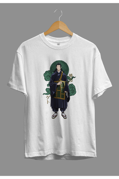 ZOKAWEAR Tricou cu design imprimat Jujutsu Kaisen Suguru Geto cu caracter largi