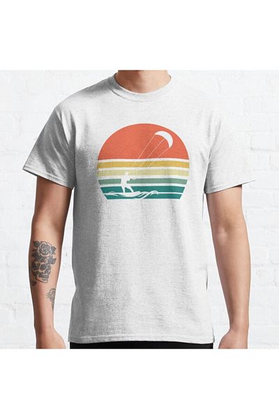 ZOKAWEAR Tricou cu imprimeu unisex, Kiteboarding, kitesurfing, retro, vintage