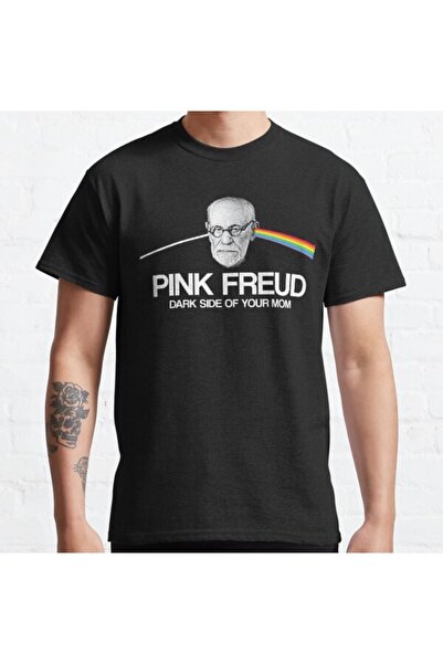 ZOKAWEAR Bol Kalıp Unisex Pink Freud Dark Side Of Your Mom Tasarım Baskılı Tshirt