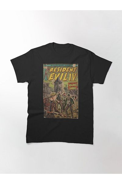 ZOKAWEAR Tricou imprimat cu copertă de benzi desenate, unisex, cu formă largi, Resident Evil 4