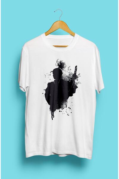 ZOKAWEAR تي شيرت فضفاض مطبوع عليه رسم الساموراي الياباني باللون الأسود بتصميم...