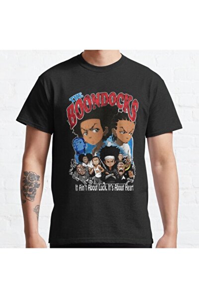 ZOKAWEAR تي شيرت مطبوع بتصميم ملصق The Boondocks Sitcom فضفاض