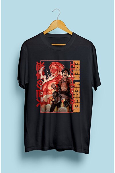 ZOKAWEAR Tricou cu design imprimat unisex, loose fit, Attack On Titan, Eren Y...
