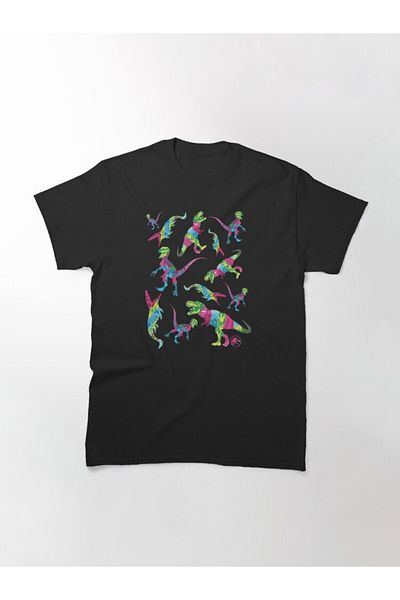 ZOKAWEAR Loose Fit Unisex Jurassic World: Fallen Kingdom Dinosaur Color Pop Toss Design Printed T-shirt