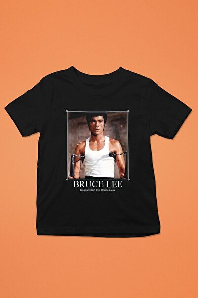 ZOKAWEAR Unisex Bol Kalıp Bruce Lee Baskılı Siyah Tişört