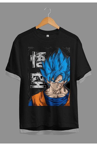 ZOKAWEAR Tricou cu imprimeu unisex Dragon Ball Z Son Goku, cu design largi