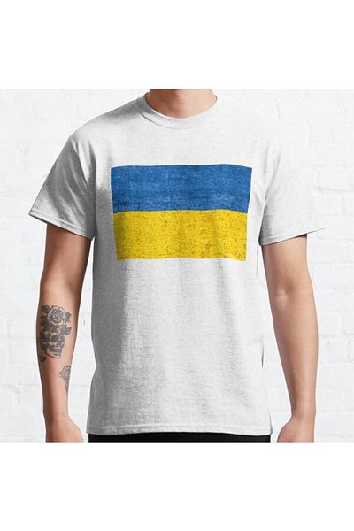 ZOKAWEAR Loose Fit Unisex Flag Of Ukraine, μπλουζάκι με τυπωμένο σχέδιο Ουκρανίας
