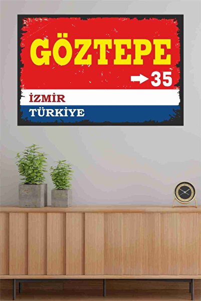 LİPYOS Göztepe, İzmir Temalı Ahşap Retro Poster 20 x 30 cm