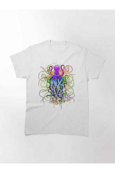ZOKAWEAR Τυπωμένο μπλουζάκι Loose Fit Unisex Octopus Psychedelic Luminescence Design