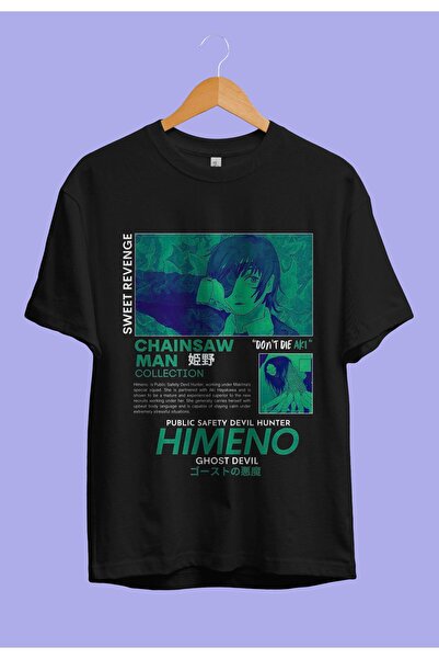 ZOKAWEAR Bol Kalıp Unisex Chainsaw Man Himeno Özel Tasarım Anime Tişört