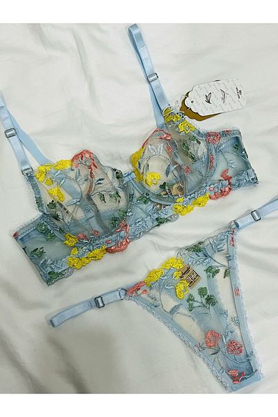 mendoza store Σετ σουτιέν Brode Baby Blue Color Floral