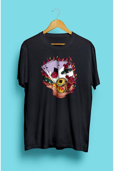 ZOKAWEAR Свободен модел унисекс тениска с щампи с дизайн на покер карти за игра