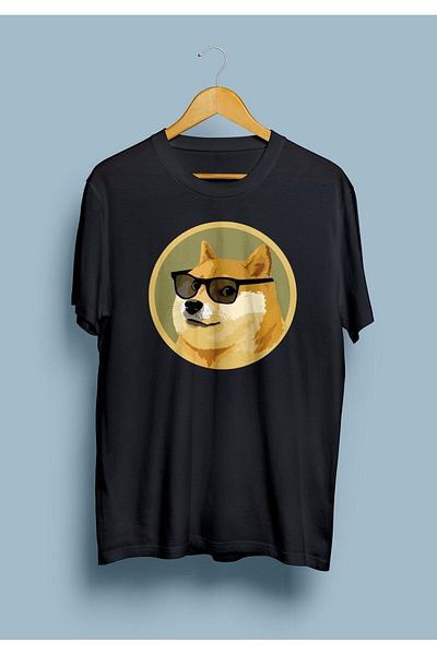 ZOKAWEAR Tricou cu imprimeu unisex Black Doge Coin Glasses Design