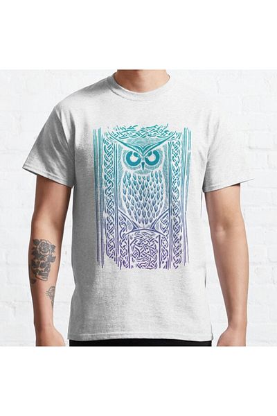 ZOKAWEAR Tricou cu imprimeu unisex celtic Owl design loose fit