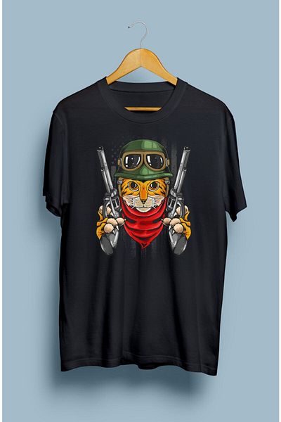 ZOKAWEAR Τυπωμένο μπλουζάκι Loose Fit Unisex Soldier Cat Design