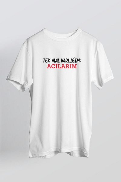 ZOKAWEAR Unisex Loose Fit Το μόνο εμπόρευμα είναι η παρουσία μου είναι οι πόνους μου - T-shirt Λευκό