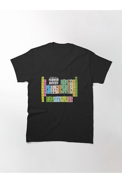 ZOKAWEAR Μπλουζάκι με τυπωμένο σχέδιο Loose Fit Unisex Periodic Table Of Horror Movies