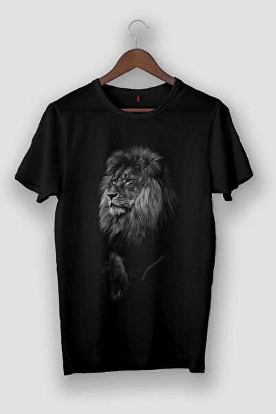ZOKAWEAR Unisex Loose Fit Negru - Tricou Decoped Lion Image - Tricou Design
