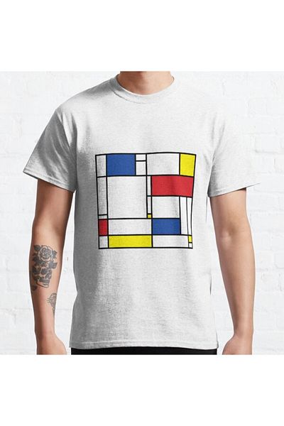 ZOKAWEAR Loose Fit Unisex Mondrian Minimalist De Stijl Μοντέρνα Τέχνη ©   Μπλουζάκι με στάμπα Fatfatin Design