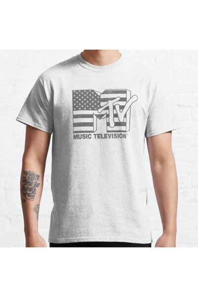 ZOKAWEAR Tricou imprimat unisex Mtv Vintage American Flag Mtv Logo Design