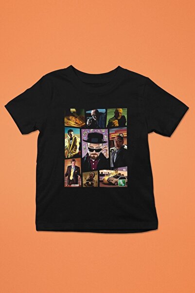 ZOKAWEAR Unisex Bol Kalıp Breaking Bad Heisenberg Baskılı Siyah Tişört