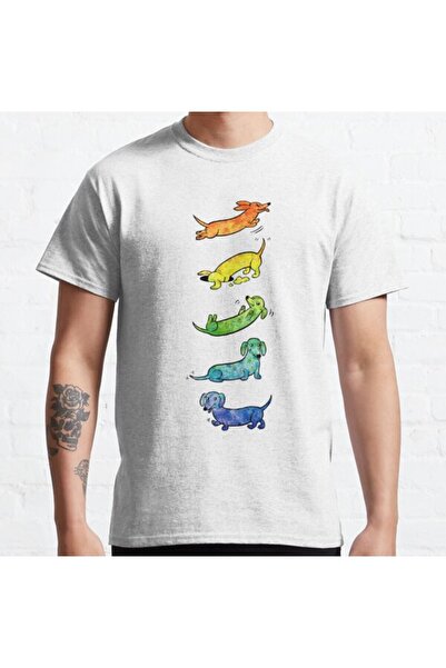 ZOKAWEAR Μπλουζάκι Unisex Dachshunds Watercolor Design με στάμπα μεγάλου μεγέ...