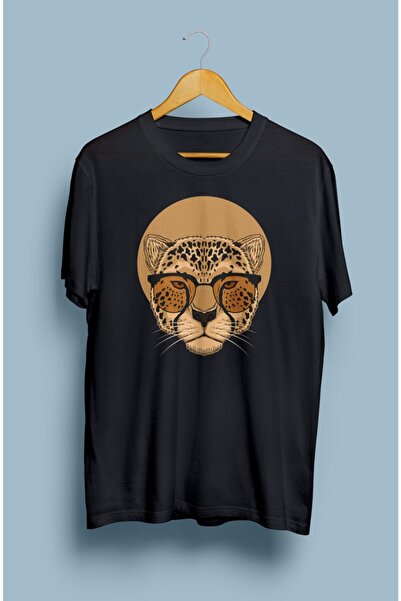 ZOKAWEAR Свободна унисекс тениска с щампи с леопард и очила